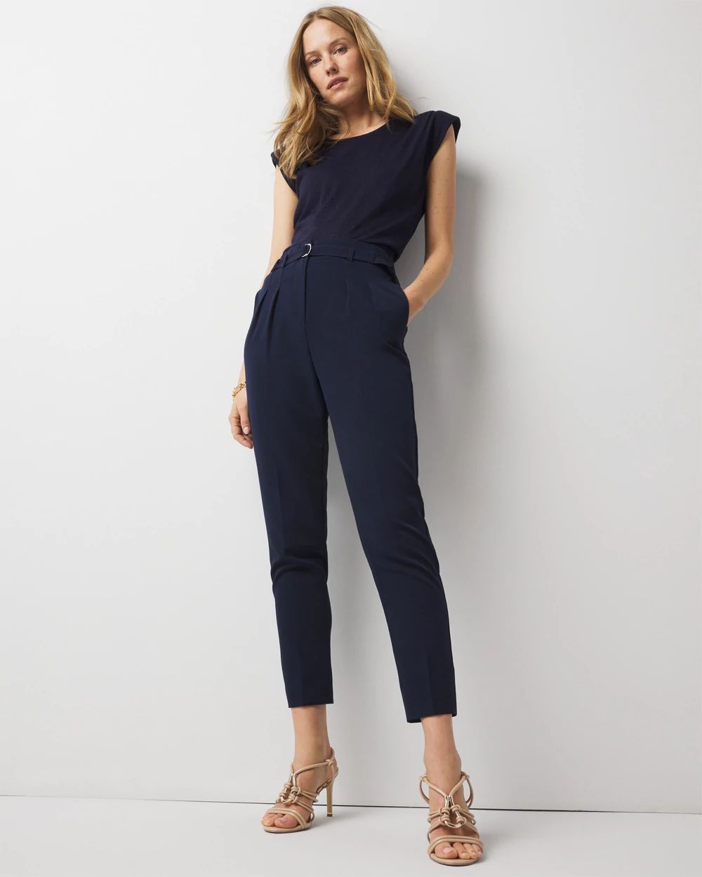 商品画像：Smocking Grey Belted Wide Leg Pants 1